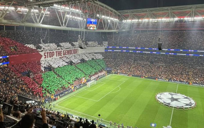 Galatasaray'ın Filistin'e destek koreografisi işgalci İsrail'in medyasını rahatsız etti