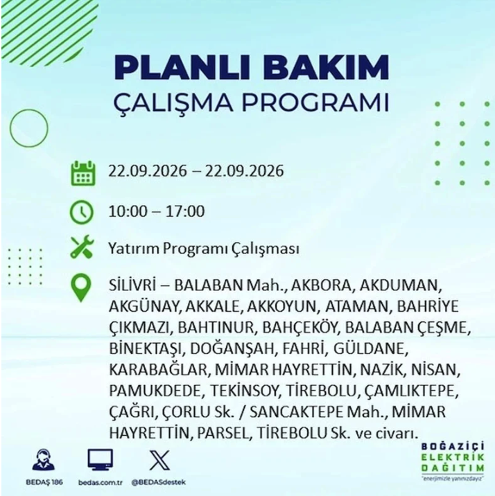 İstanbul iki gün boyunca karanlığa gömülecek! 21-22 Eylül elektrik kesintisi mahalle listesi - Resim: 105