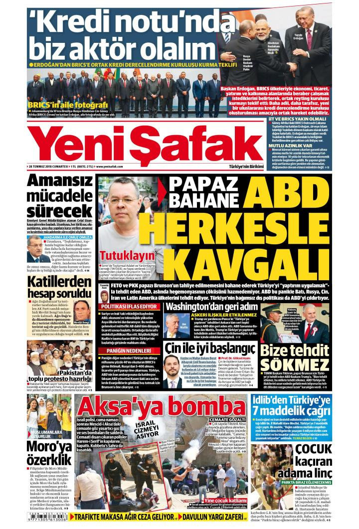 Gazete manşetleri 28 Temmuz 2018 Hürriyet - Posta - Sabah - Resim: 1