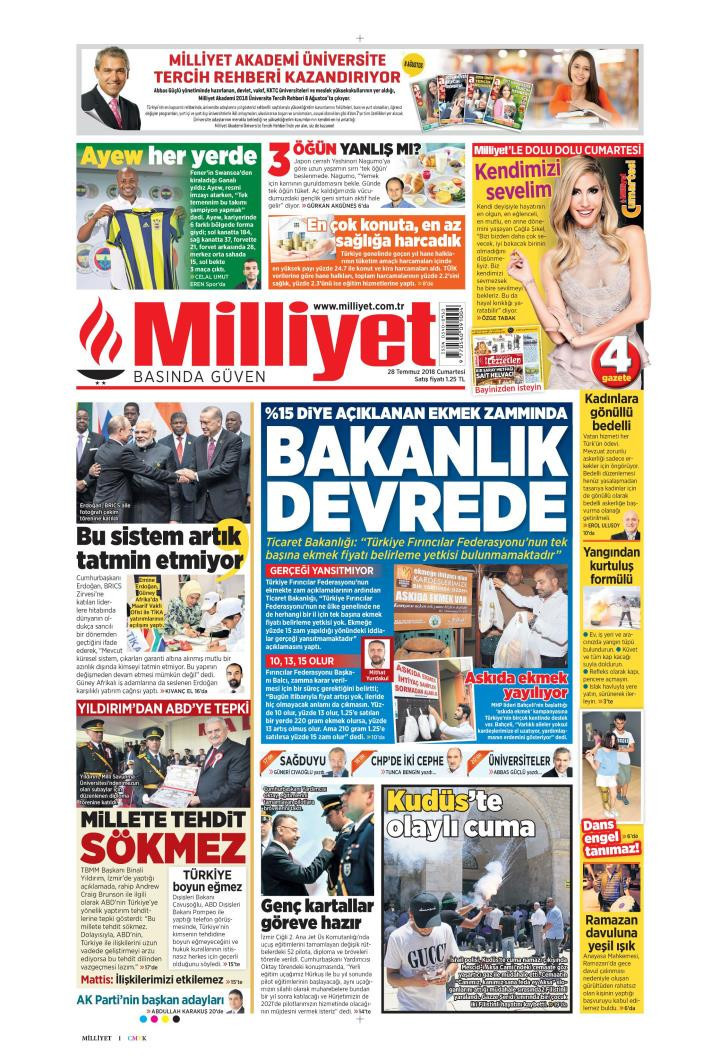Gazete manşetleri 28 Temmuz 2018 Hürriyet - Posta - Sabah - Resim: 4