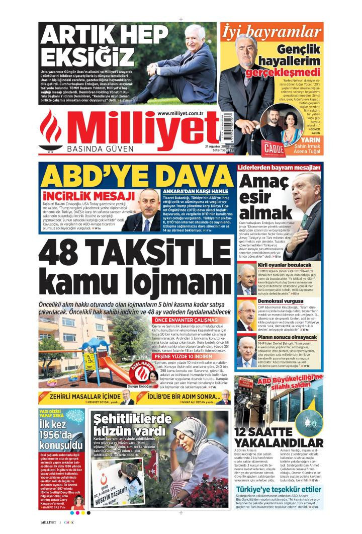 Gazete manşetleri 21 Ağustos 2018 Sabah - Posta - Milliyet - Hürriyet - Resim: 4