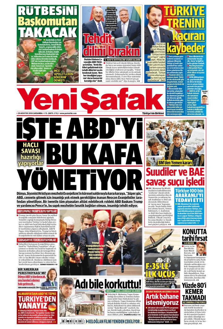 Gazete manşetleri 29 Ağustos 2018 Milliyet - Posta - Sabah - Sözcü - Resim: 1