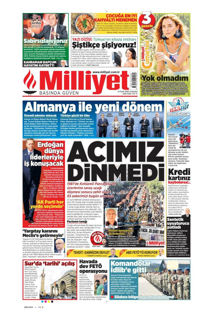 Gazete manşetleri 22 Eylül 2018 Milliyet - Posta - Hürriyet - Sözcü - Resim: 4