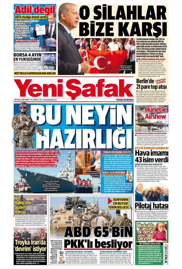 Gazete manşetleri 28 Eylül 2018 Sözcü - Hürriyet - Milliyet - Posta - Resim: 1