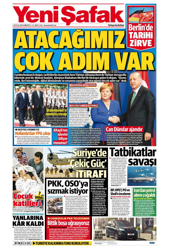 Gazete manşetleri 29 Eylül 2018 Hürriyet - Posta - Sözcü - Sabah - Resim: 1