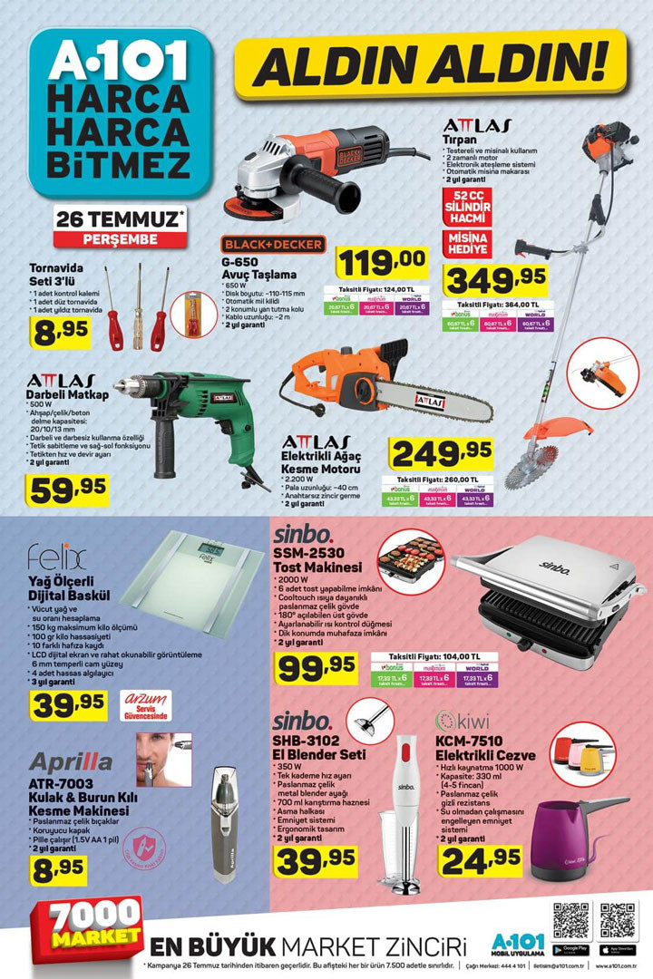 A101 26 Temmuz 2018 aktüel indirim broşürü fiyat listesi - Resim: 4