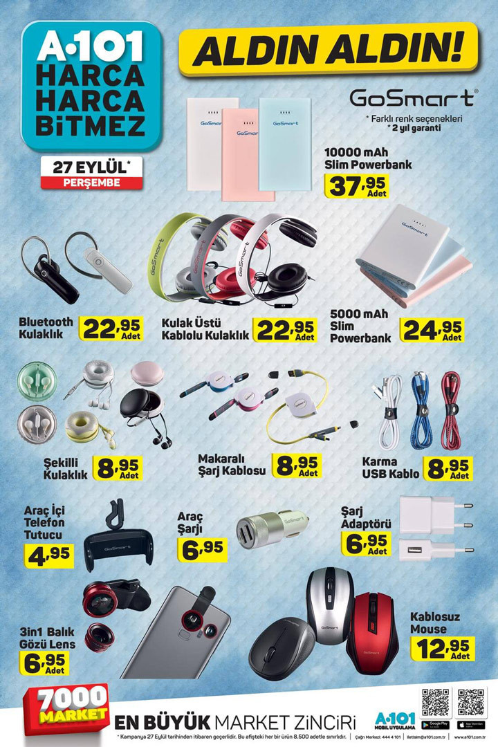 A101 27 eylül katalogu aktüel ürünler fiyat listesi 2018 - Resim: 1