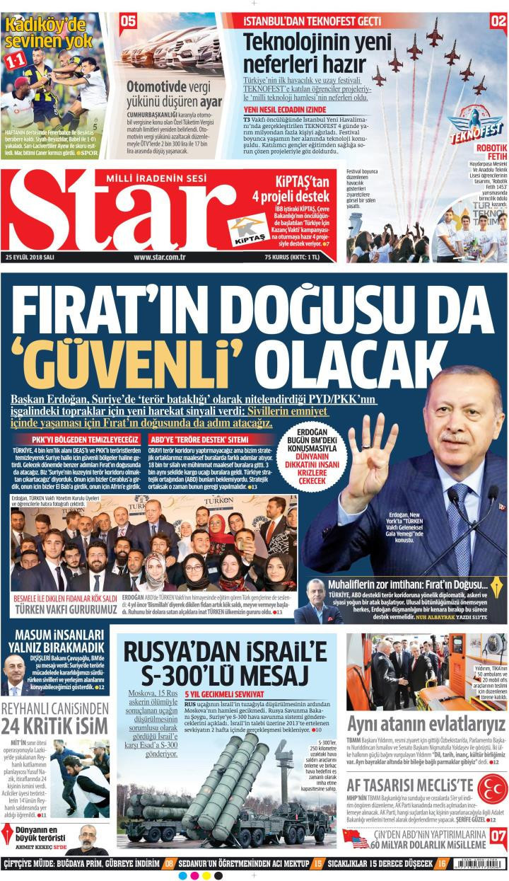 Gazete manşetleri 25 Eylül 2018 Milliyet - Posta - Hürriyet - Sözcü - Resim: 2