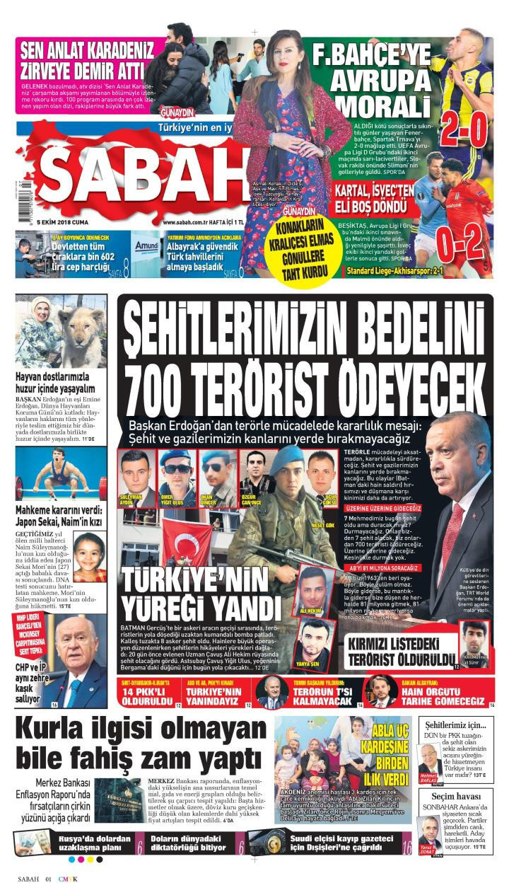 Gazete manşetleri 5 Ekim 2018 Sözcü - Hürriyet - Posta - Milliyet - Resim: 3