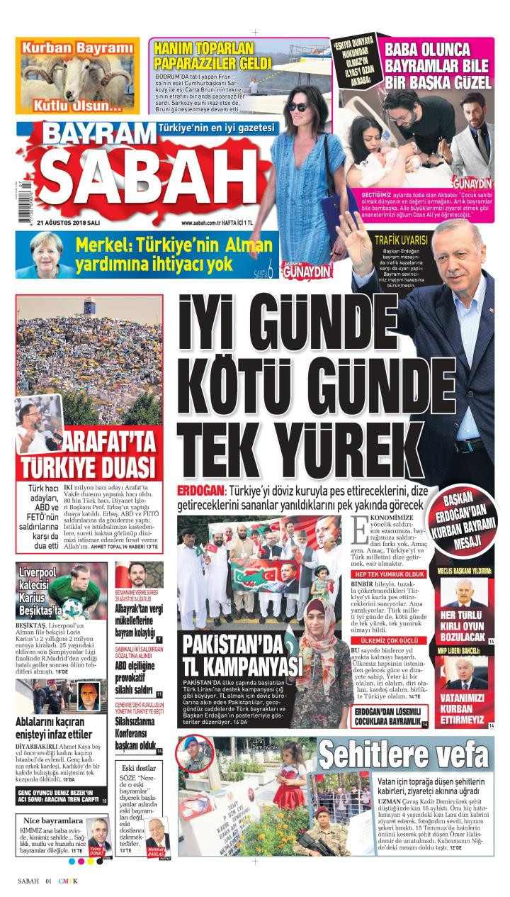 Gazete manşetleri 21 Ağustos 2018 Sabah - Posta - Milliyet - Hürriyet - Resim: 3