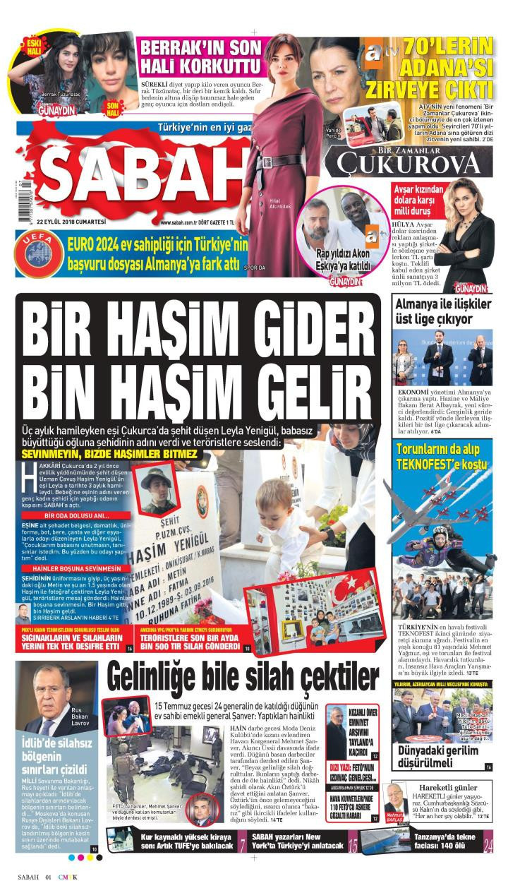 Gazete manşetleri 22 Eylül 2018 Milliyet - Posta - Hürriyet - Sözcü - Resim: 3