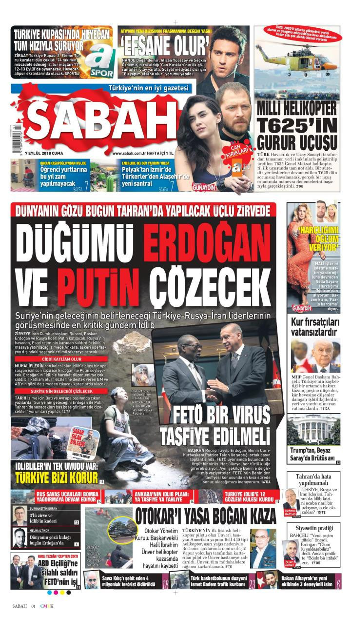 Gazete manşetleri 7 Eylül 2018 Hürriyet - Sabah - Posta - Sözcü - Resim: 3