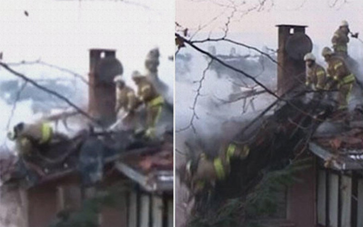 Çatıdan düşen itfaiye erinin çatıdan düşüşü böyle görüntülendi!