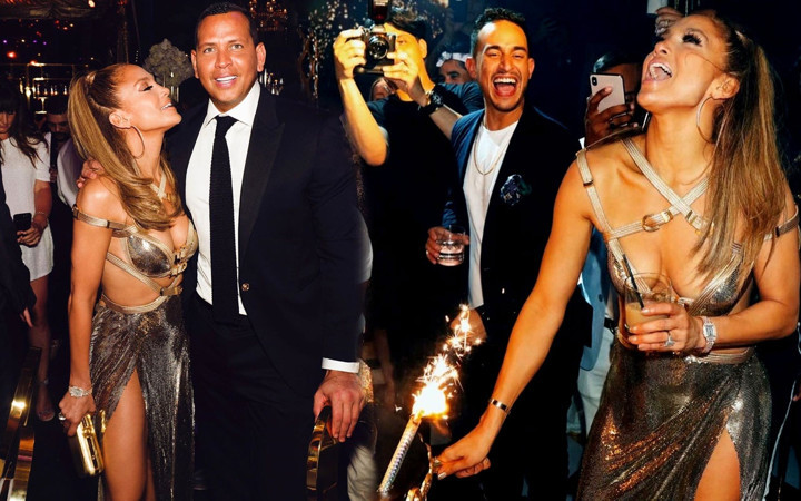Jennifer Lopez'in düğün gibi 50. yaş kutlaması! Altın renkli elbisesinin fiyatı olay