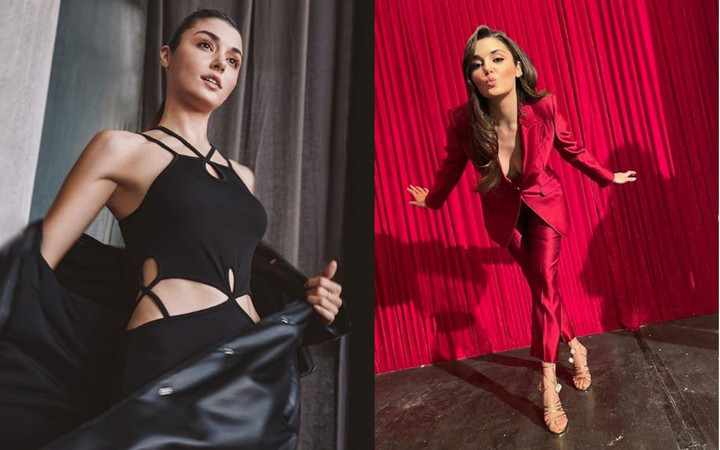 'Güneşle bağı olan el kaldırsın' diyen Hande Erçel mini etekli haliyle büyüledi