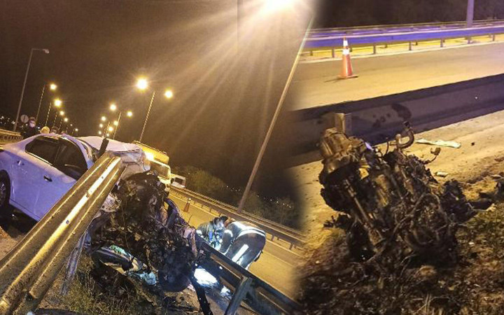 İstanbul'da feci kaza! TEM'de bariyerlere saplanan otomobilin motoru fırlayıp gitti: 1 ölü