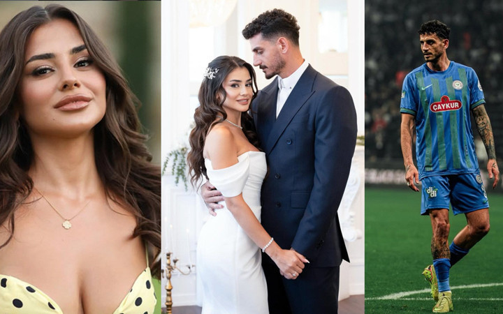 Futbolcu Samet Akaydin ile oyuncu Hazal Çağlar evlendi! Düğünden dikkat çeken kareler