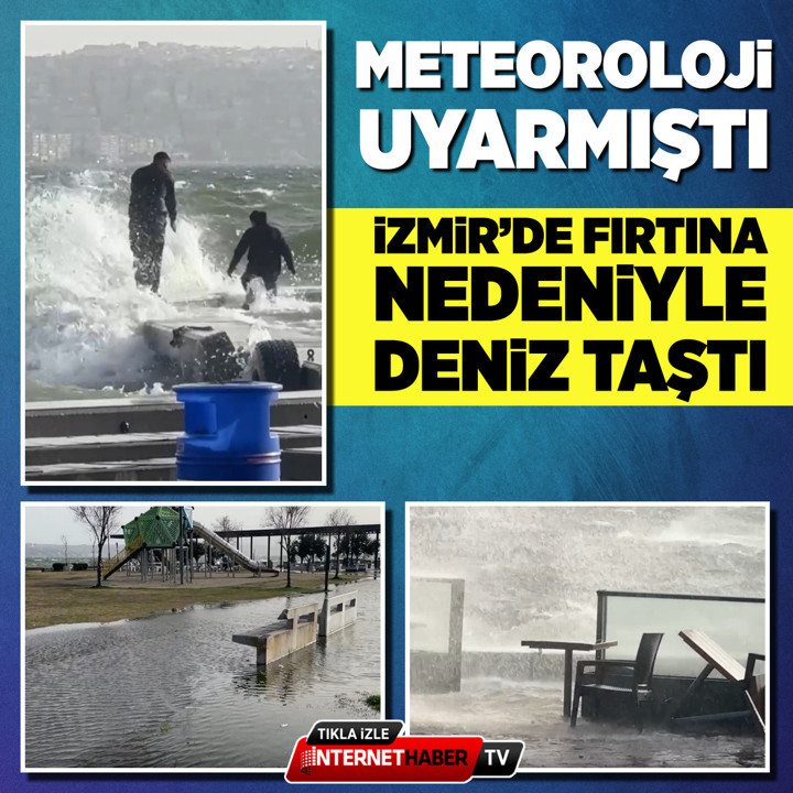 İzmir’de fırtına denizi taşırdı! Kordon’da ulaşım aksadı
