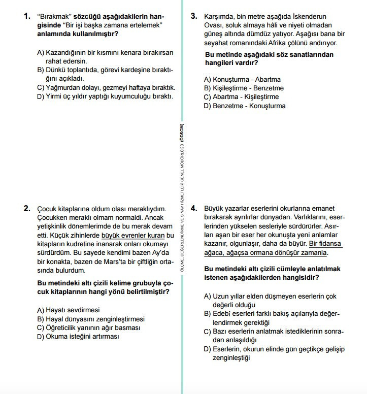 TEOG Türkçe soruları ve cevap anahtarları 2017 tüm kitapçıklara göre - Resim: 2