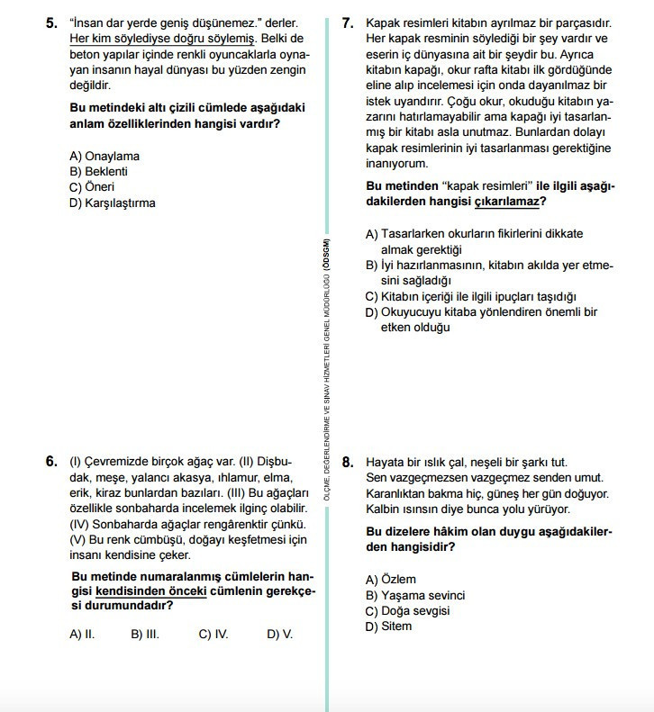 TEOG Türkçe soruları ve cevap anahtarları 2017 tüm kitapçıklara göre - Resim: 3