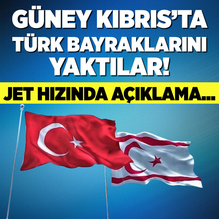 Güney Kıbrıs'ta Türk bayrakları yakıldı! Jet hızında açıklama...