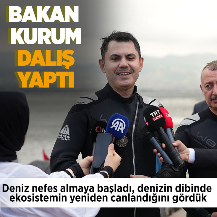 Bakan Kurum dip çamuru temizliği yapılan İzmit Körfezi’ne daldı! “Denizin dibinde ekosistemin yeniden canlandığını gördük”