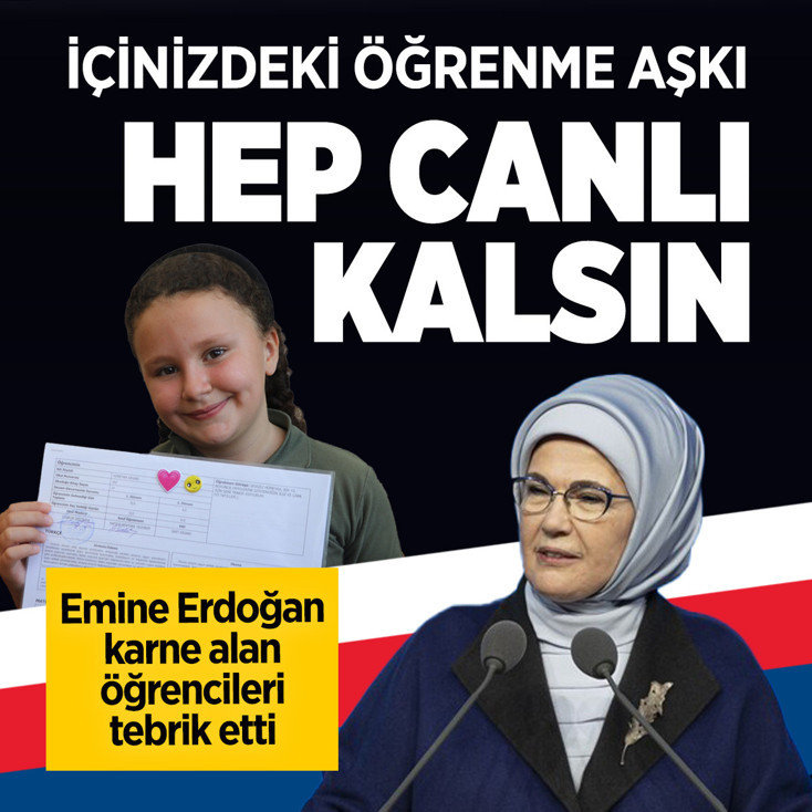 Emine Erdoğan'dan karne alan öğrencilere tebrik