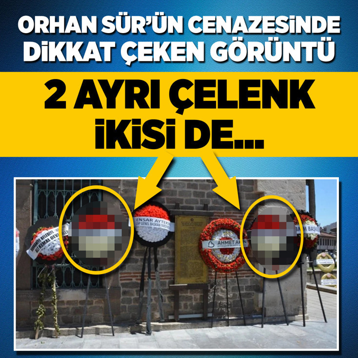 Orhan Sür'ün cenazesinde dikkat çeken görüntü! 2 ayrı çelenk, ikisi de...
