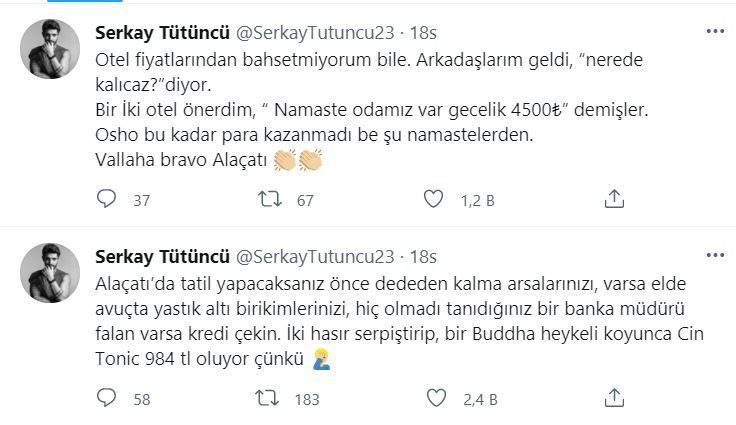 Çeşme Alaçatı otel ve yeme içme fiyatlarına Serkay Tütüncü isyanı: Tarla satın! - Resim: 2