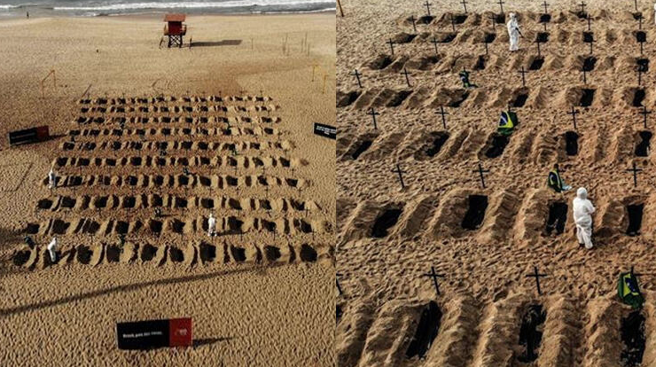 Koronavirüs elinde can veren ülke! Brezilya'da plajları mezarlığa çeviriyorlar - Resim: 2