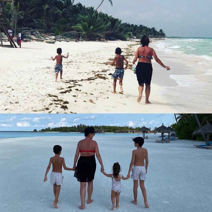 Maldivler'de torunlarıyla tatil yapan Perihan Savaş'tan bikinili paylaşım! - Resim: 2
