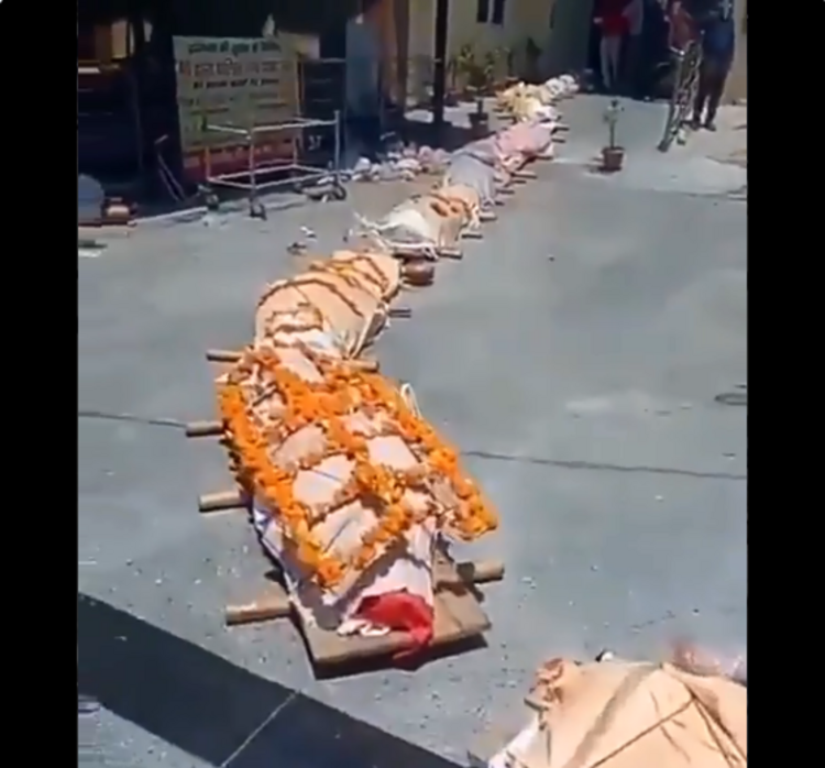 Hindistan'dan korkunç görüntüler geldi! Cenazeler yakılmak için kuyruk oldu oğlunu sürüyerek taşıdı - Resim: 2