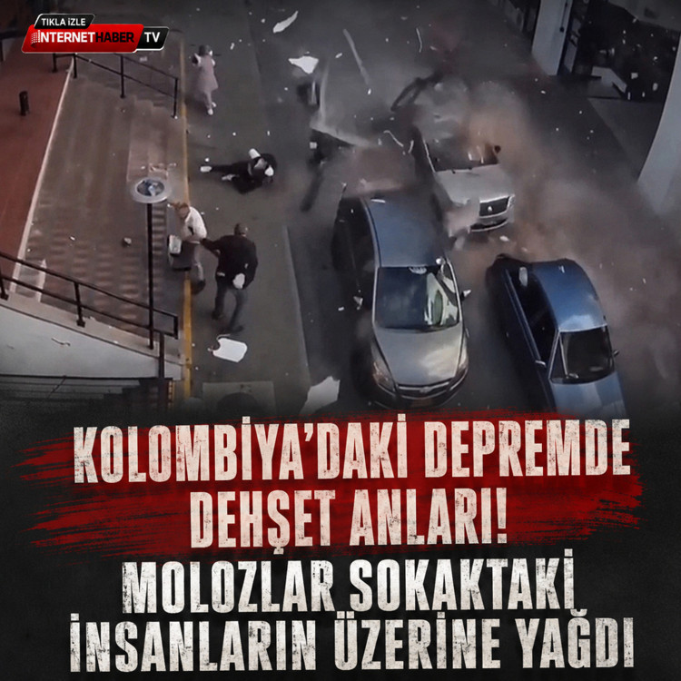 Kolombiya’daki 7,4’lük depremde binanın çökme anı kamerada