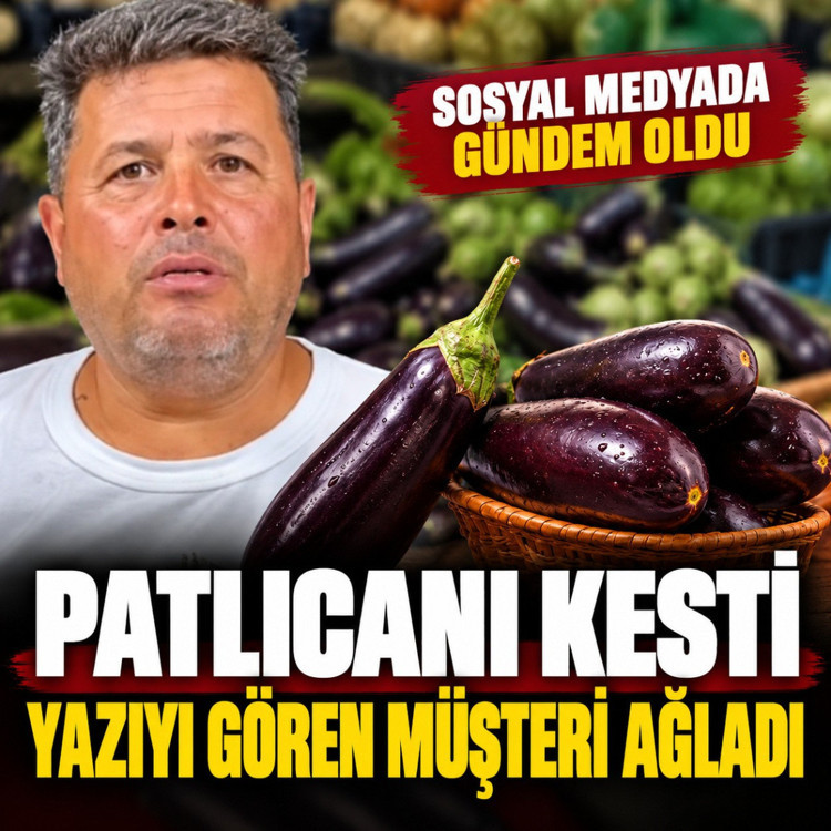 Osmaniye'de manav patlıcanı kesti Allah yazısını andıran yazı çıktı müşteri ağladı