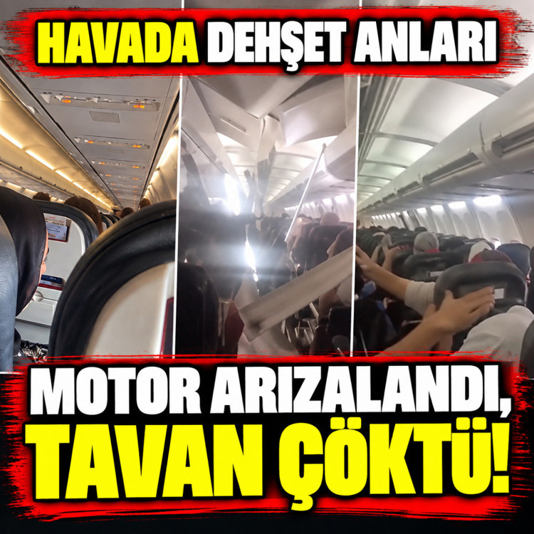İran'da havada dehşet anları: Motoru arızalanan yolcu uçağının kabin tavanı çöktü