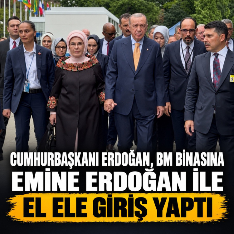 Cumhurbaşkanı Erdoğan, BM binasına Emine Erdoğan ile el ele giriş yaptı