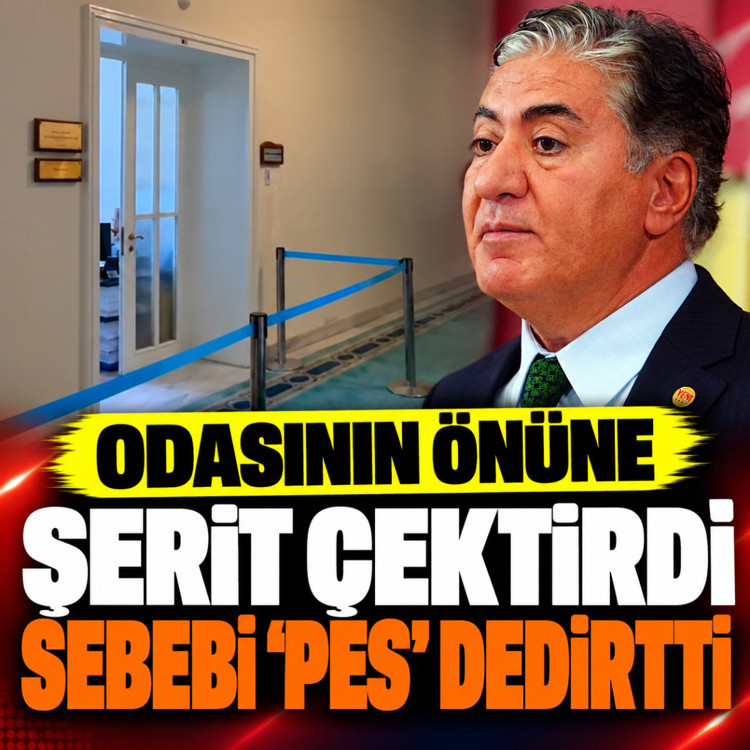 Yeni Partili Murat Emir, Meclis'teki odasının önüne şerit çektirdi!