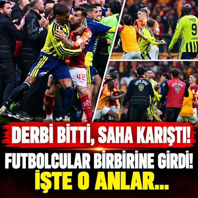 Galatasaray-Fenerbahçe derbisi biter bitmez kavga çıktı