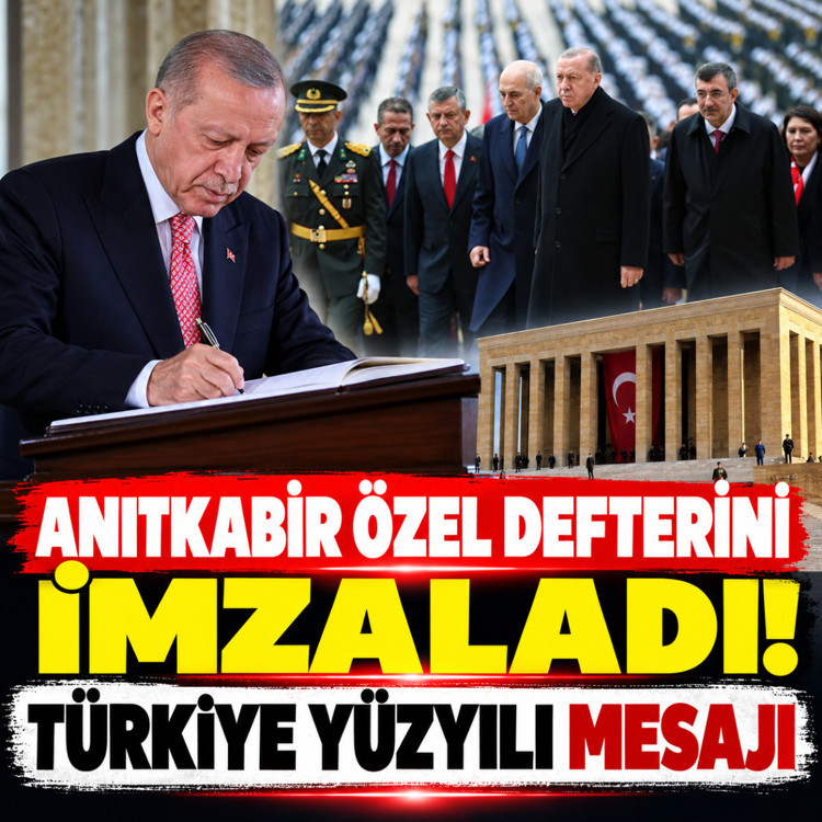 Cumhurbaşkanı Erdoğan Anıtkabir özel defterini imzaladı! Dikkat çeken Türkiye yüzyılı mesajı