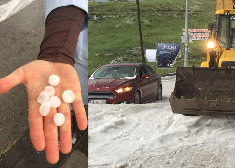 Ankara'yı hem dolu hem yağış vurdu şok görüntüler - Resim: 1