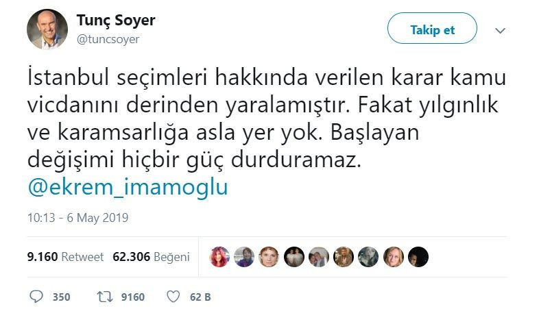 İstanbul seçimleri iptal olunca ünlü isimler twitteri salladı - Resim: 1