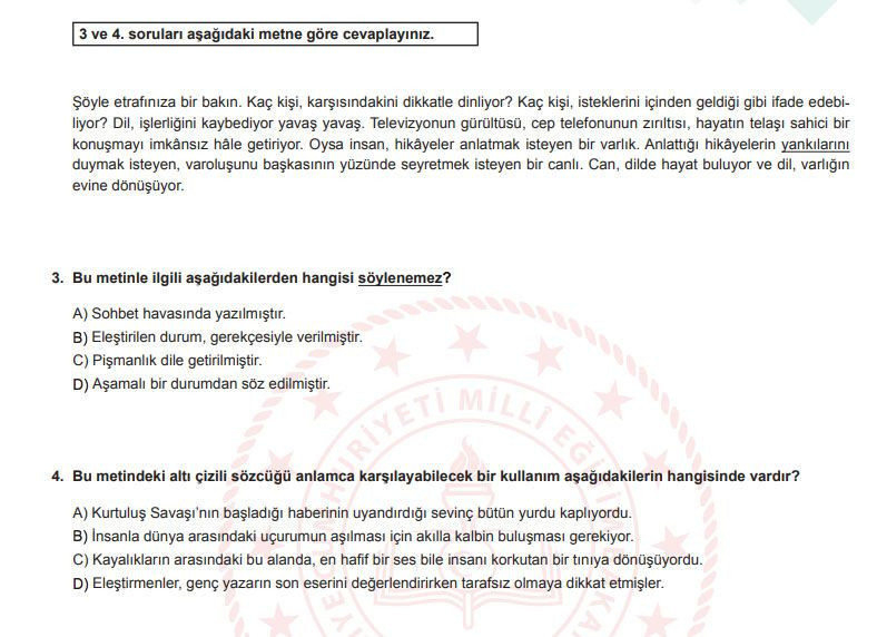 Milli Eğitim Bakanlığı LGS örnek soru kitapçığını yayımladı - Resim: 4