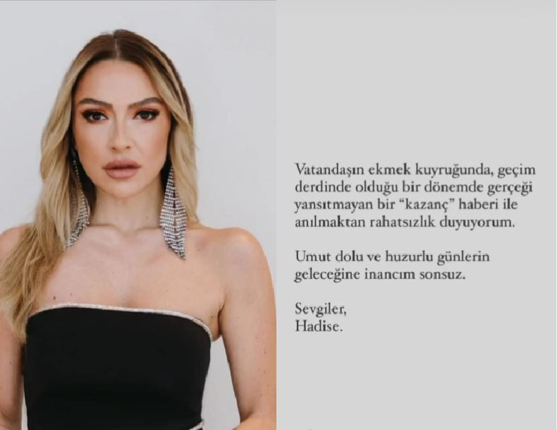 Hadise'den '2021'de 25 milyon lira kazandı' haberine 'vatandaş ekmek kuyruğunda' tepkisi - Resim: 2