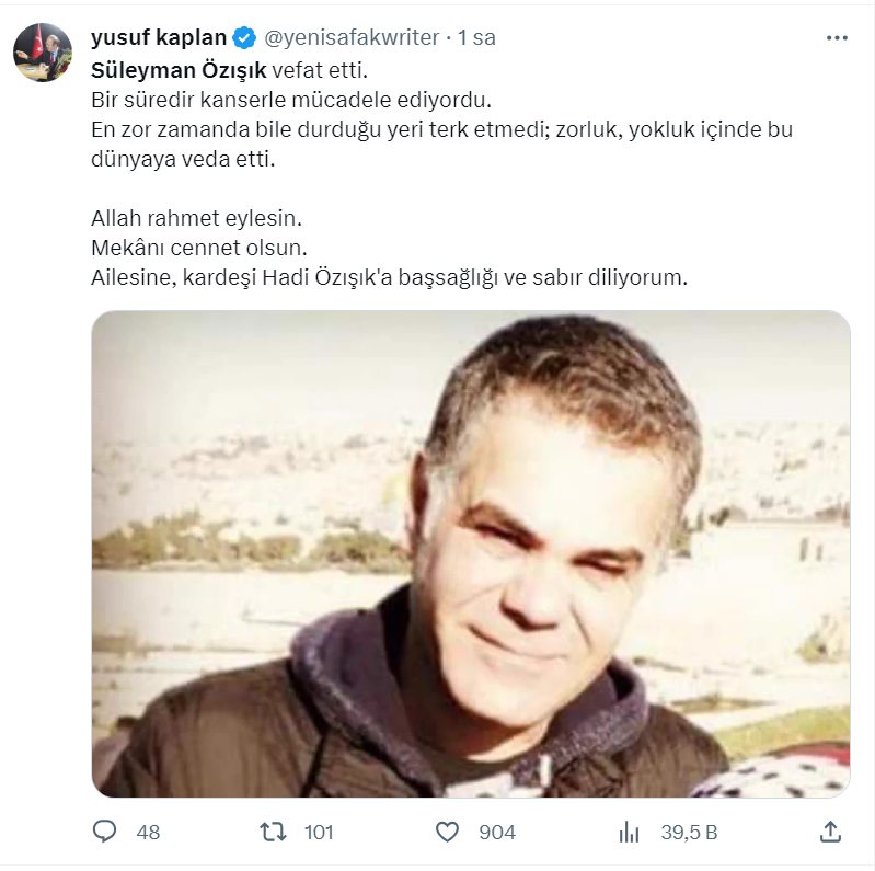 Süleyman Özışık en zor zamanda bile durduğu yeri terk etmedi! Taziye mesajları... - Resim: 2