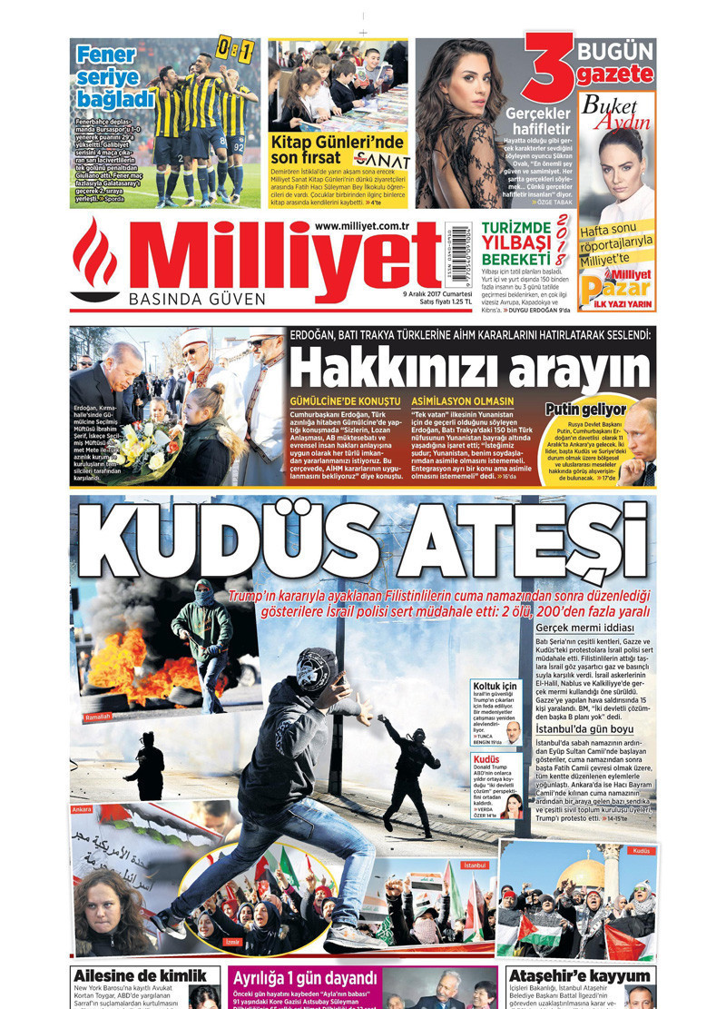 Gazete manşetleri Hürriyet - Sözcü - Fanatik 9 Aralık 2017 - Resim: 2