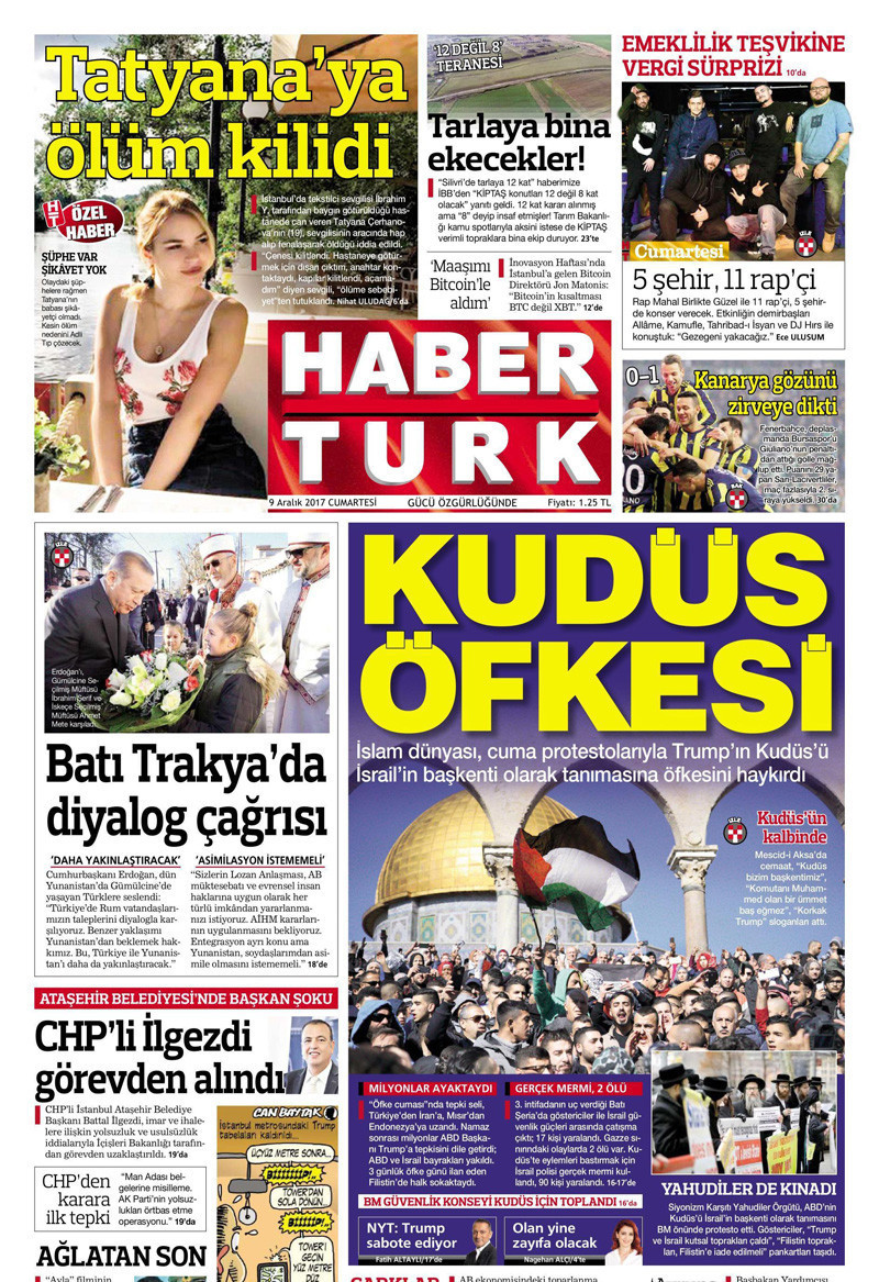 Gazete manşetleri Hürriyet - Sözcü - Fanatik 9 Aralık 2017 - Resim: 3