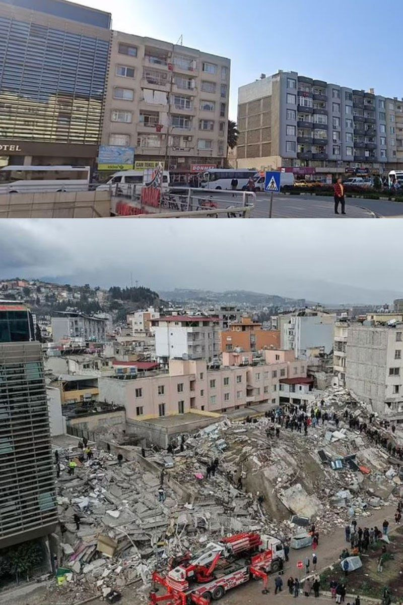 7.7 şiddetinde deprem felaketi! Yıkılan binaların eski ve yeni hali - Resim: 3