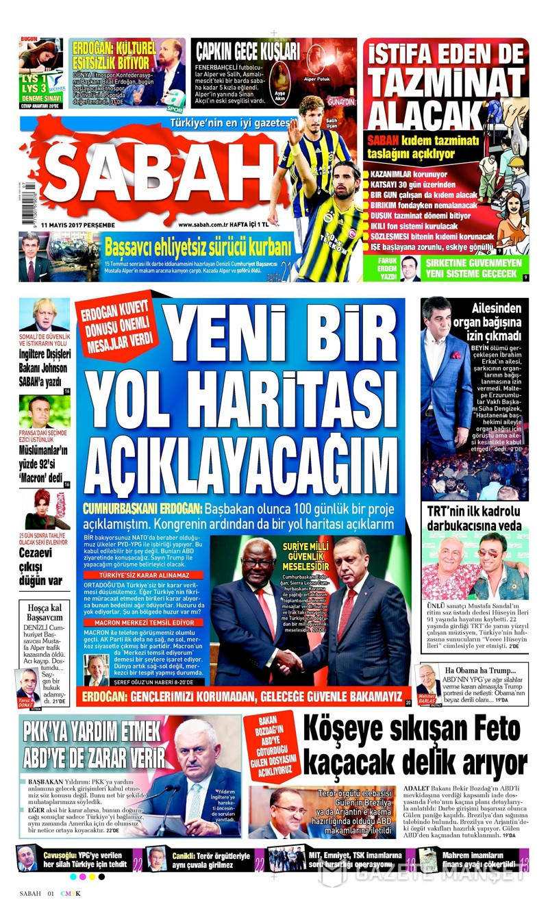 Gazete manşetleri Sözcü - Hürriyet- Sabah 11 Mayıs 2017 - Resim: 2