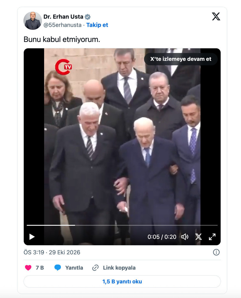 Dervişoğlu Bah&ccedil;eli'nin koluna girmişti! İYİ Partili Erhan Usta'dan tek c&uuml;mlelik tepki - Resim: 0