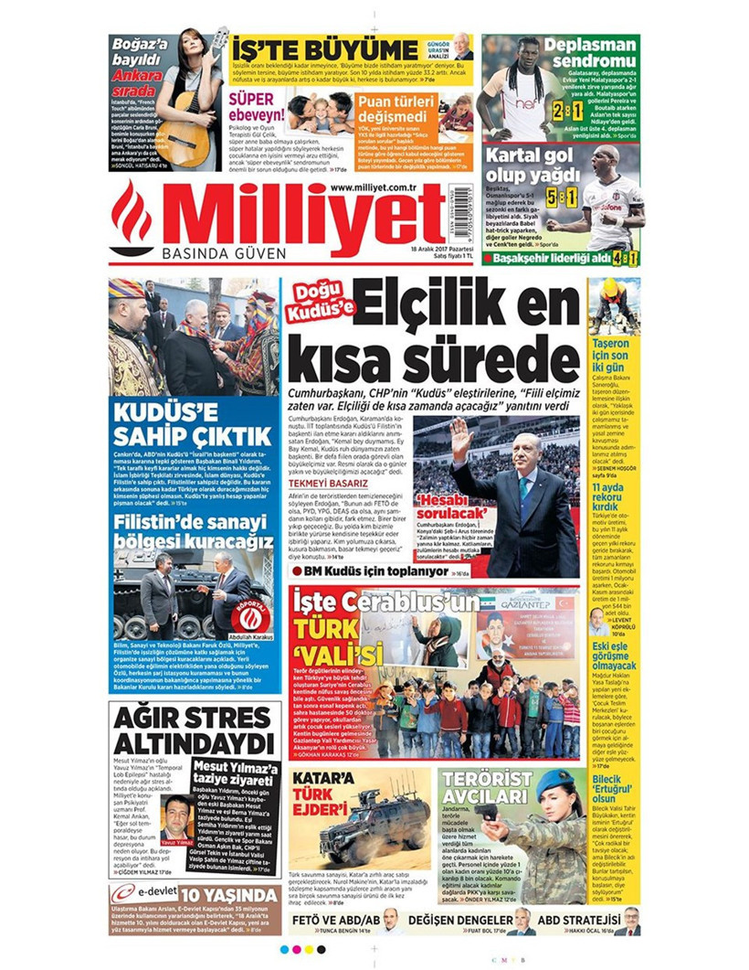 Gazete manşetleri Hürriyet - Fotomaç - Fanatik 18 Aralık 2017 - Resim: 3